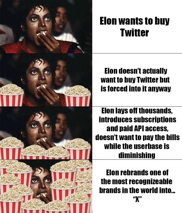 Elon, Twitter and X, the journey – meme