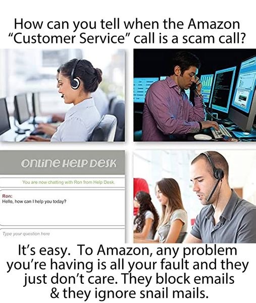 Scam Amazon Custoimer support phone Calls – meme