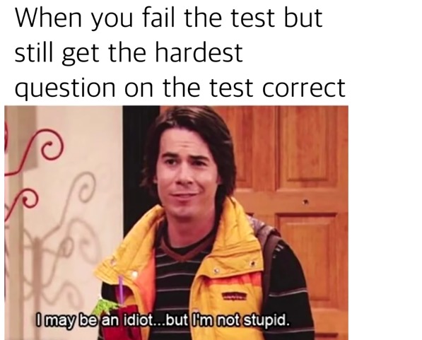 failing the test – meme