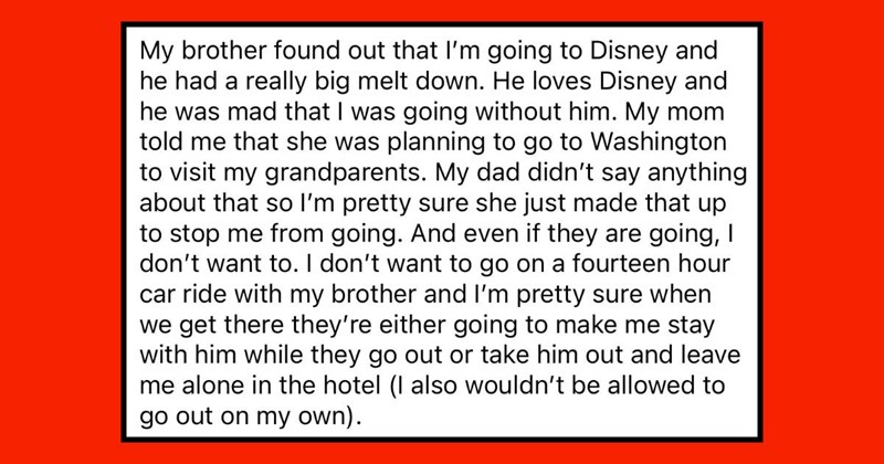 Negligent Mom Tries to Take Away Daughter’s Disney World Trip Because Her Younger Brother Threw a Tantrum About Not Going