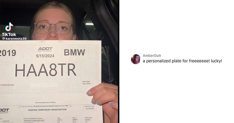 Driver Named Karen Receives "Hater" License Plate, Implores DMV to Change It