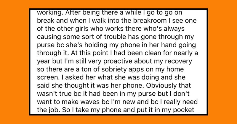 Sober Woman Gets Fired After Coworker Snoops Through Her Phone And Finds Recovery Apps