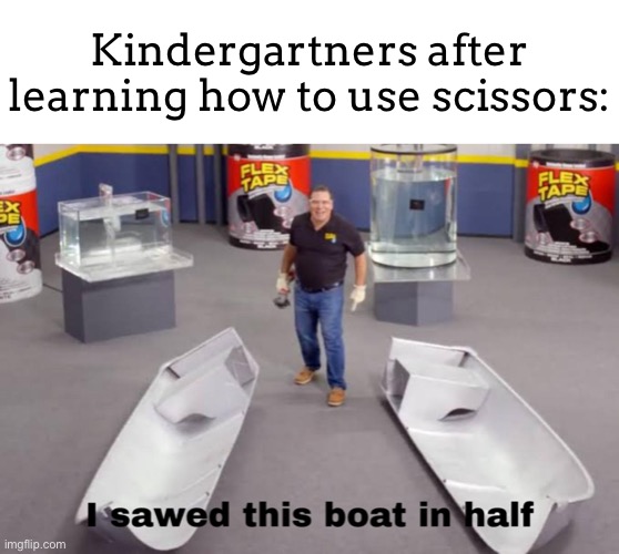 I JUST SAWED THIS BOAT IN HALF!1!!1!!! *insert soyjak pointing image*