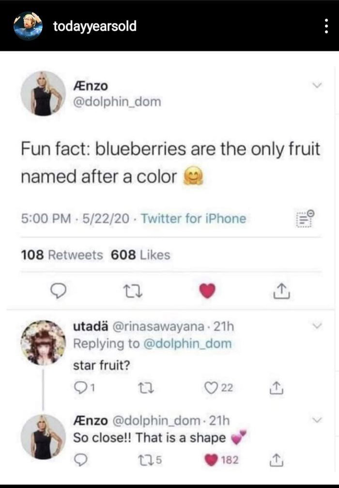 Which fruit is named after the color it has?