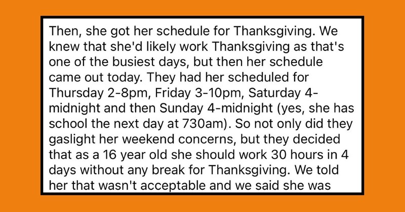 Movie Theater Makes Teen Work Exorbitant Hours For Thanksgiving Weekend, Her Parents Make Her Quit