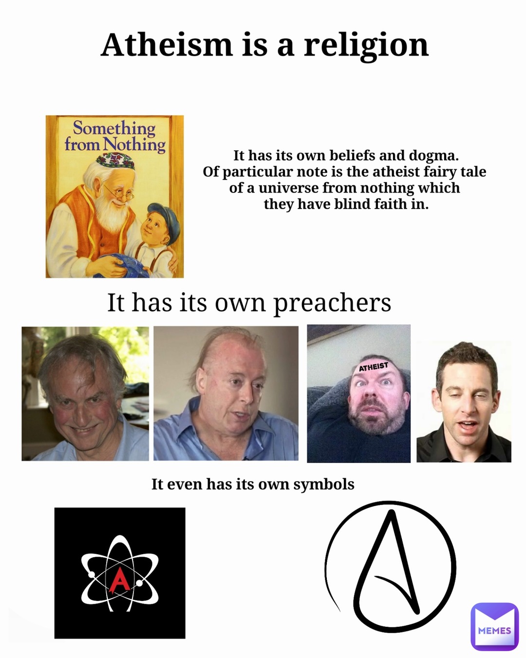 Atheism is a religion – meme