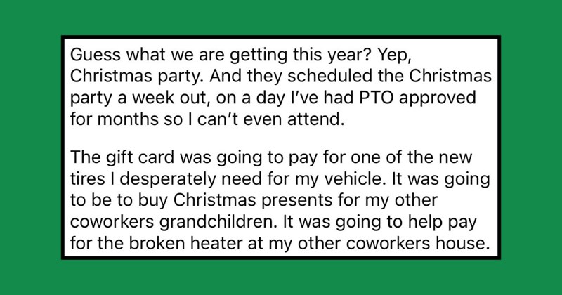 "The gift card was going to pay for new tires": Selfish boss opts for office Christmas party instead of gift cards despite that being what the majority of employees wanted