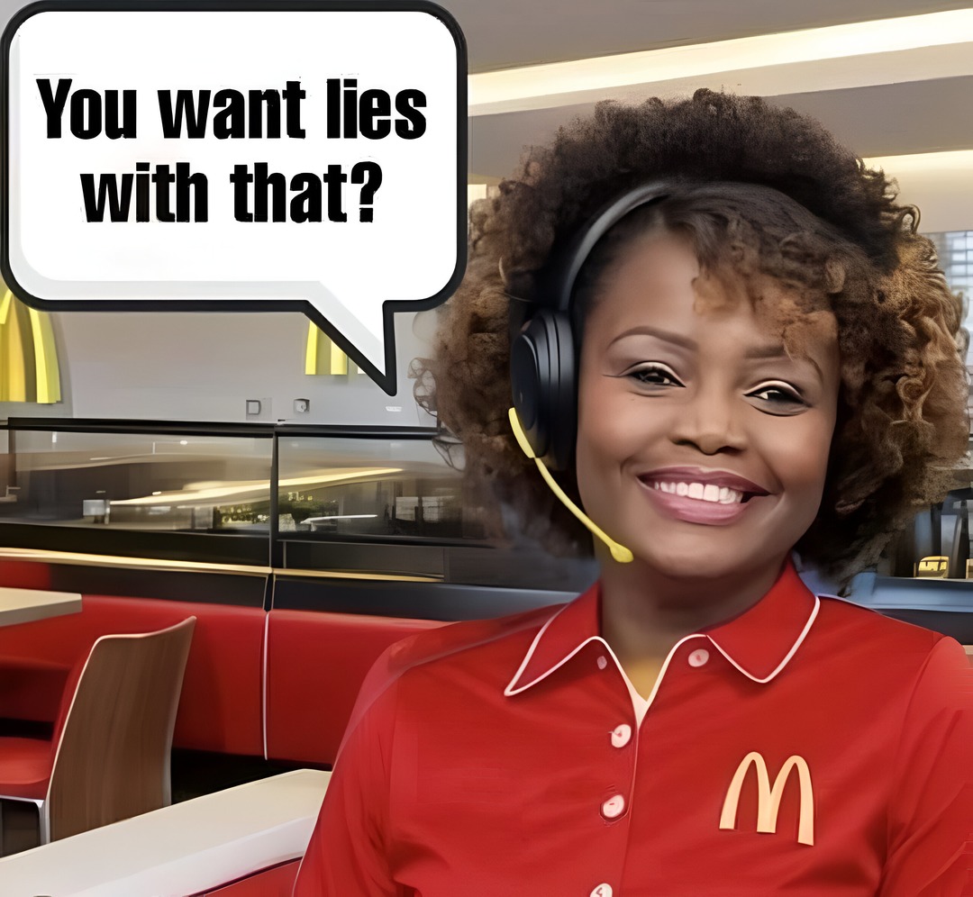 Karine Jean-Pierre offering lies instead of fries at McDonalds – meme