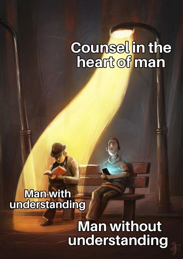 A man of understanding will draw it out – meme