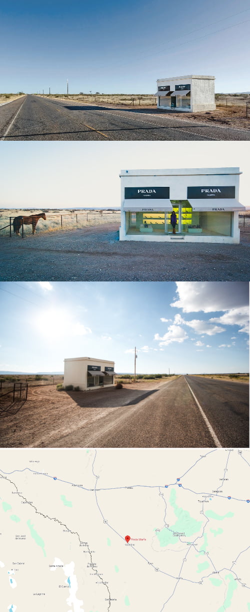 So, there’s a Prada in Marfa, Texas, middle of desert, 6hr drive from Austin/ 200miles from any main town.