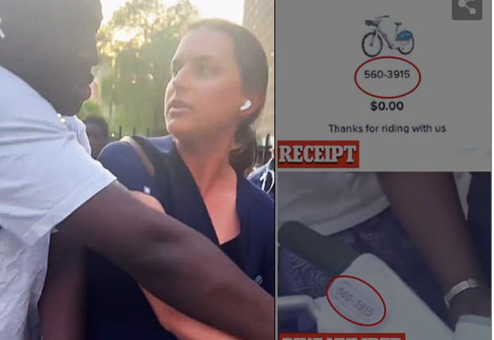 Karen with the bike was correct all along. She has provided evidence of her payment for the bicycle.