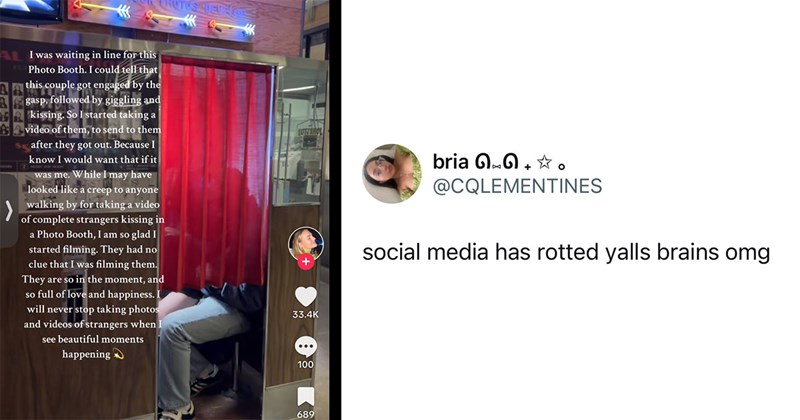 ‘Leave them alone creep’: Woman secretly films couple’s photo booth proposal, gets roasted for invading privacy