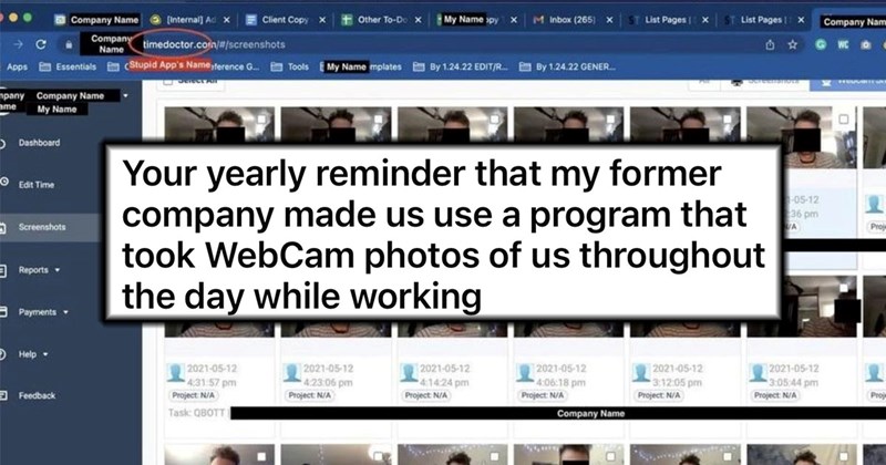 ‘Something out of a dystopian novel’: Evil company surreptitiously takes photos of employees throughout their work day