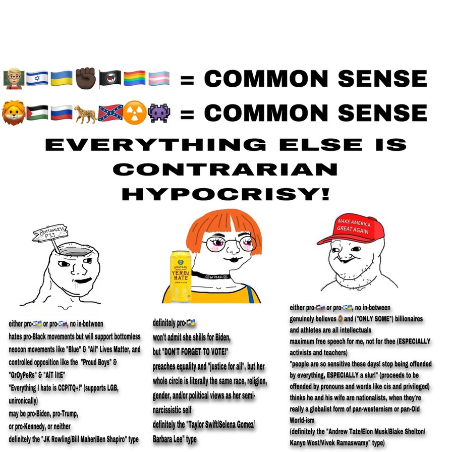 common sense vs contrarian hypocrisy – meme