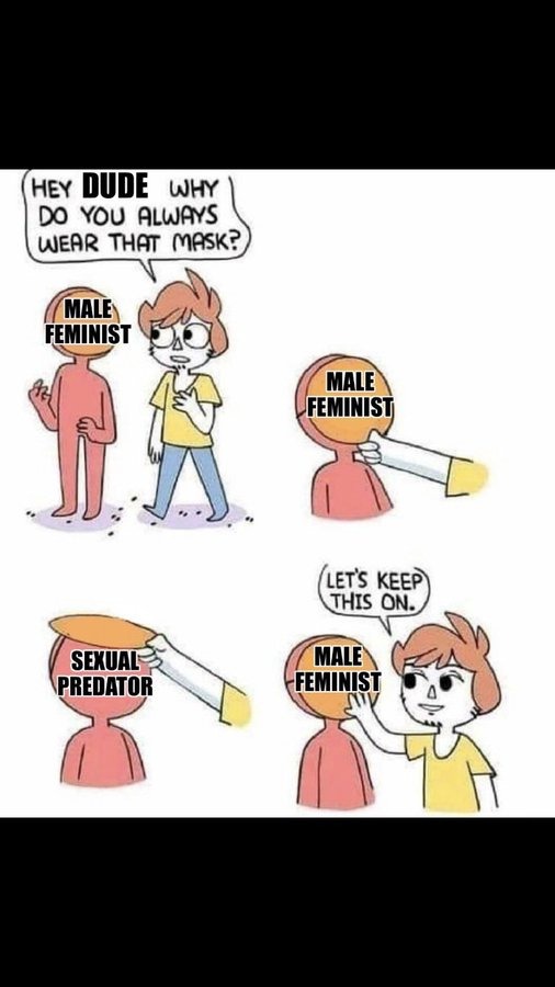 Male feminist libtardism is a massive overcorrection for something – meme