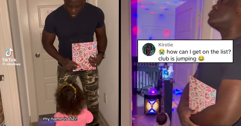 ‘The baby getting lit up’: Devoted dad creates home nightclub for two daughters