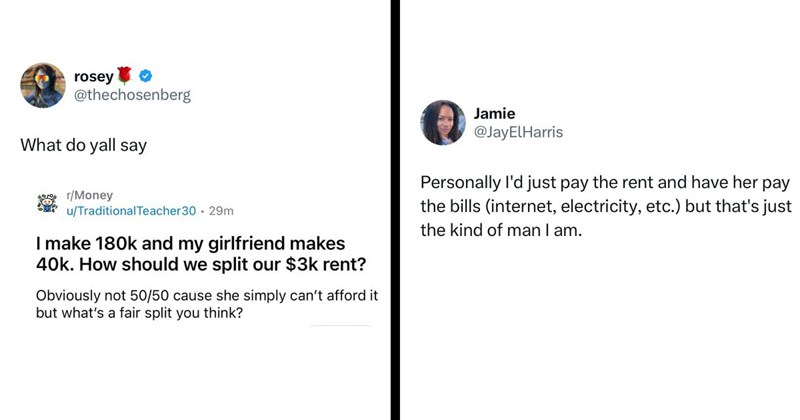 ‘He should pay it all’: Renters debate how couple making $180K and $40K respectively should split their rent