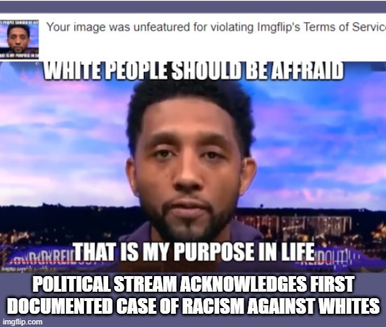 The first post ever removed in history for being racist against whites – meme