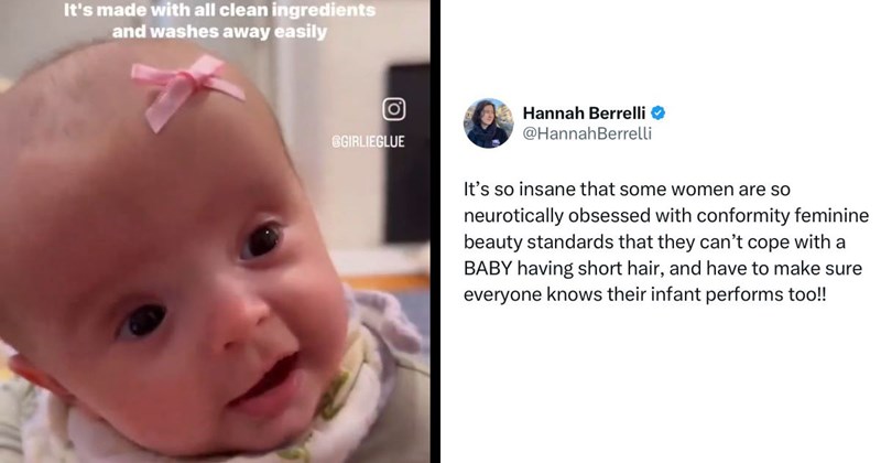 ‘Only an insecure person would do this their infant’: Mom glues tiny bows to her bald baby daughter’s heads, gets dragged through the mud