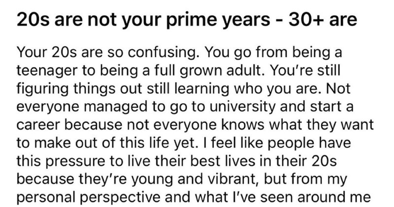 ‘Most people I’ve known peaked somewhere between 25 and 30’: Youngsters debate whether your 20s or 30s are your true prime