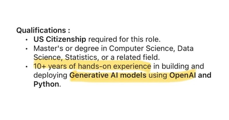 Job posting demands 10 years experience using Generative AI, despite ChatGPT coming out less than 2 years ago: ‘Ideal candidate will have good time-travelling skills’