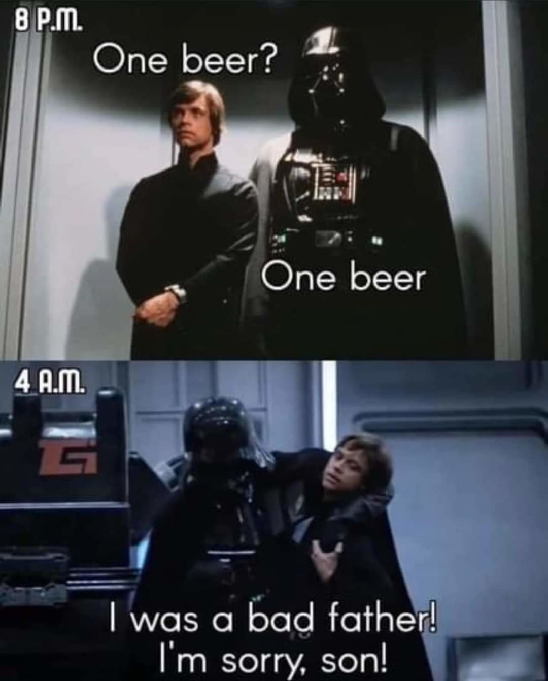 One beer sounds pointless – meme