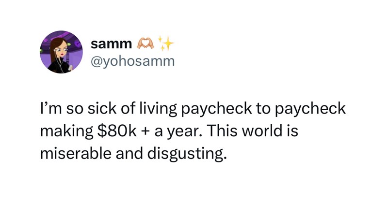 Worker complains about living paycheck to paycheck, despite making $80K per year and paying $1175 a month in rent: ‘This is extremely affordable living’