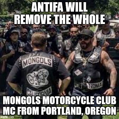 Antifa vs Mongols Motorcycle Club MC in Portland, Oregon – meme