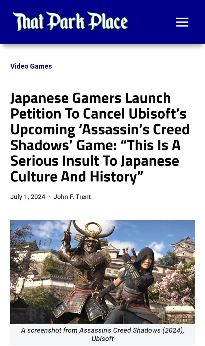 Let’s make a game about a black dude killing japanese people in ancient Japan. They will love it – meme