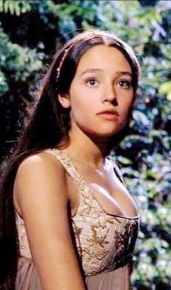 Olivia Hussey, the girl who played Juliet in ‘Romeo and Juliet’ in 1968. She even shows bobs there which is cool.