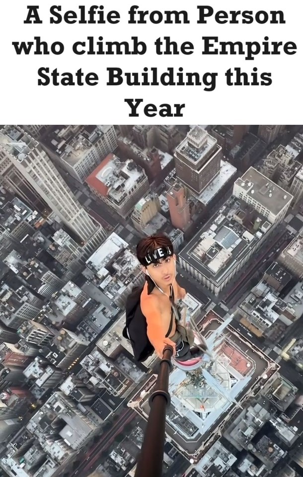 Daredevil, illegal Climbing on the Empire State Building. – meme