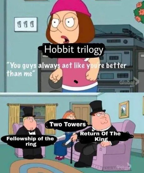 The Hobbit trilogy is ok, but it’s not even in the same league – meme