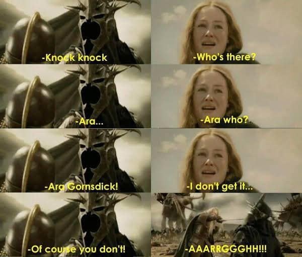 Knock knock joke from Middle Earth – meme