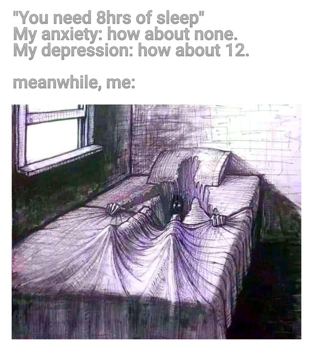 Anxiety, depressión and sleep hours – meme