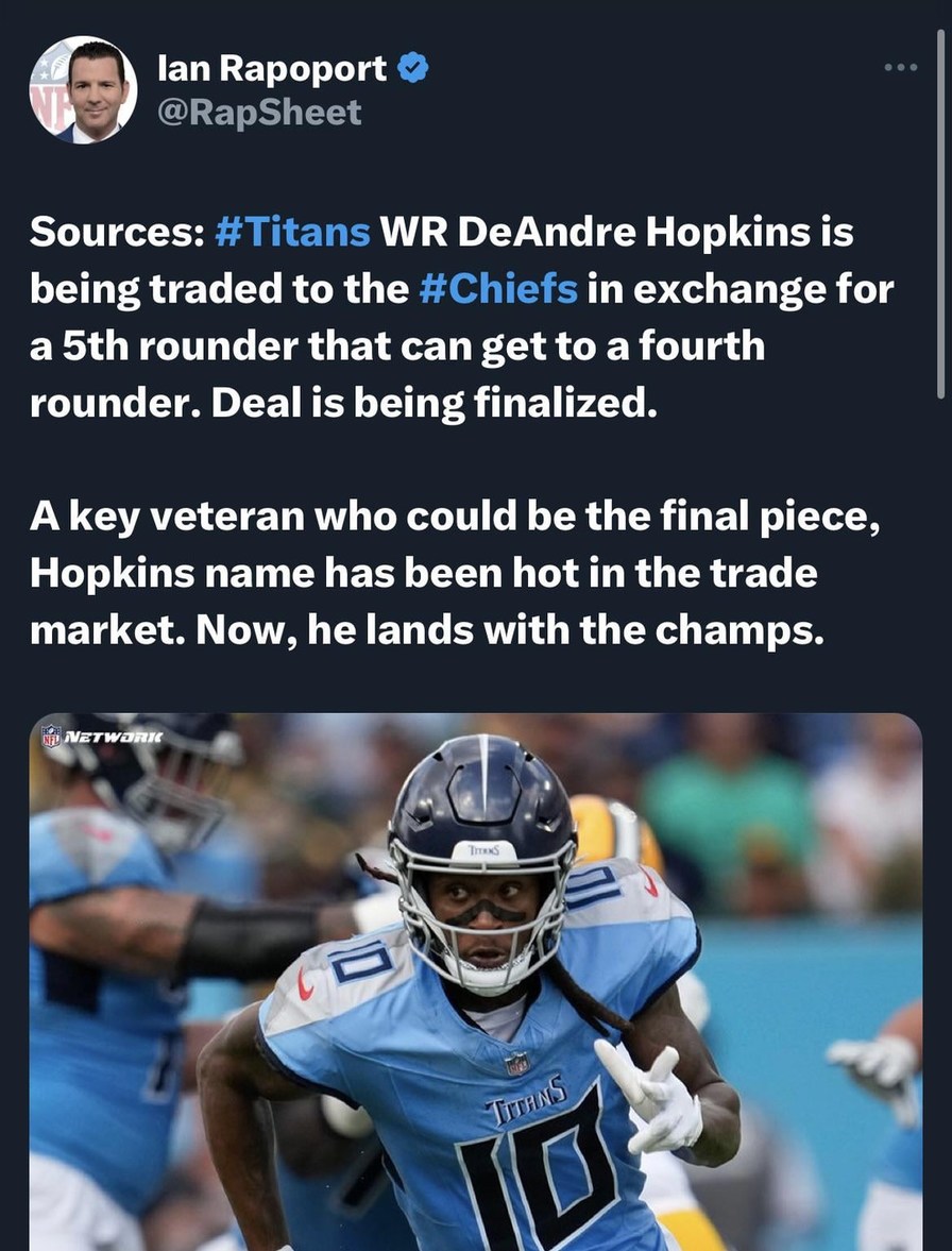 Deandre Hopkins chiefs trade news – meme