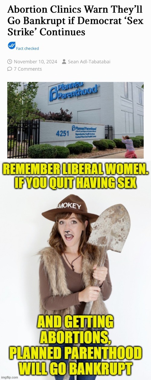 Planned Parenthood will go bankrupt if liberal women go on strike – meme